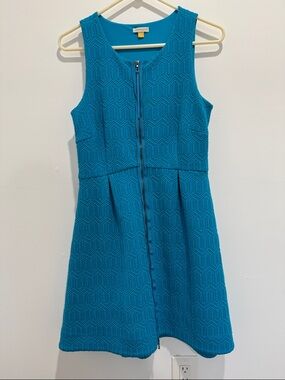Turquoise Zip-Front Textured Dress fully lined with pockets!!